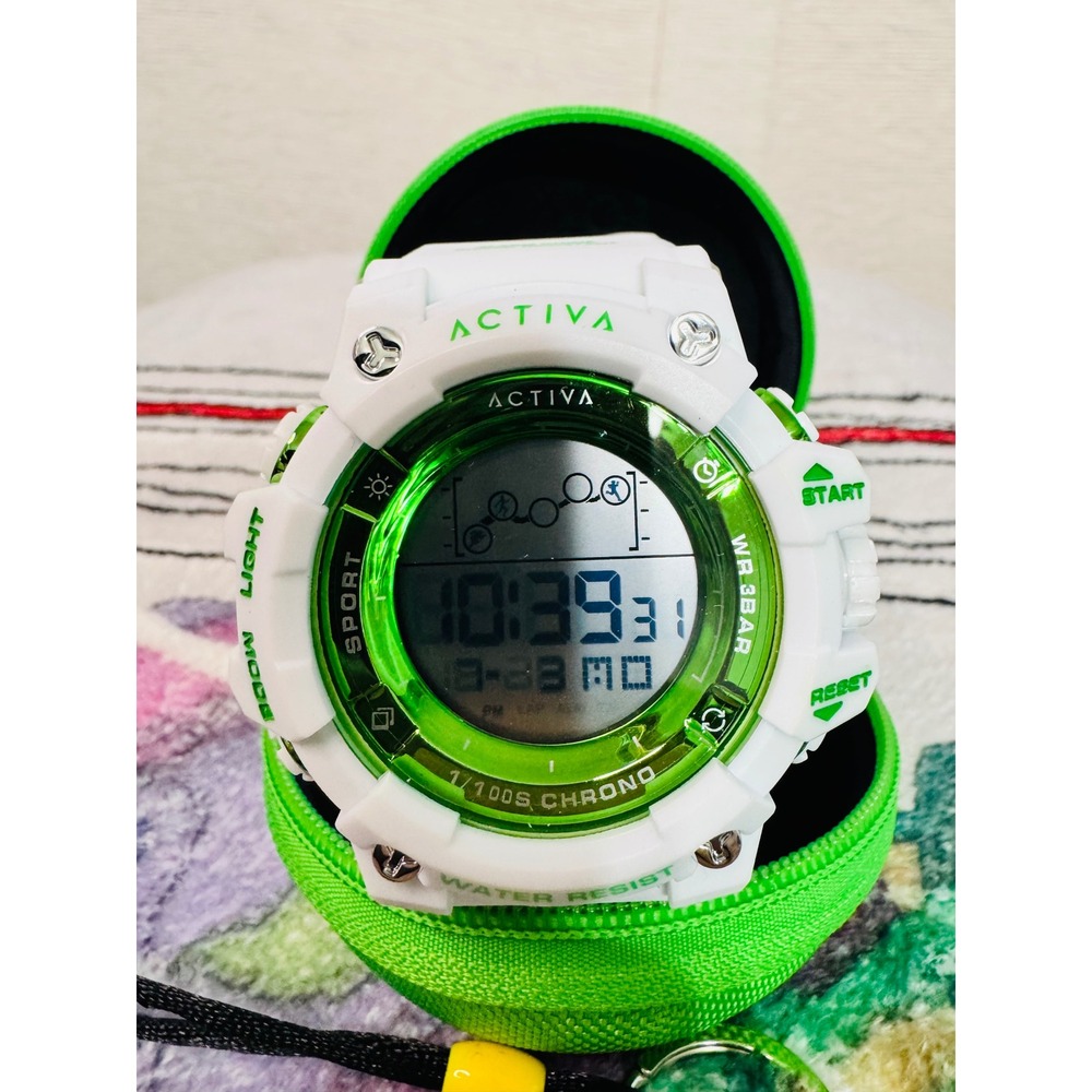 Activa by Invicta Mens Sport Digital Watch White Lime Green ACW-A-M-002 New